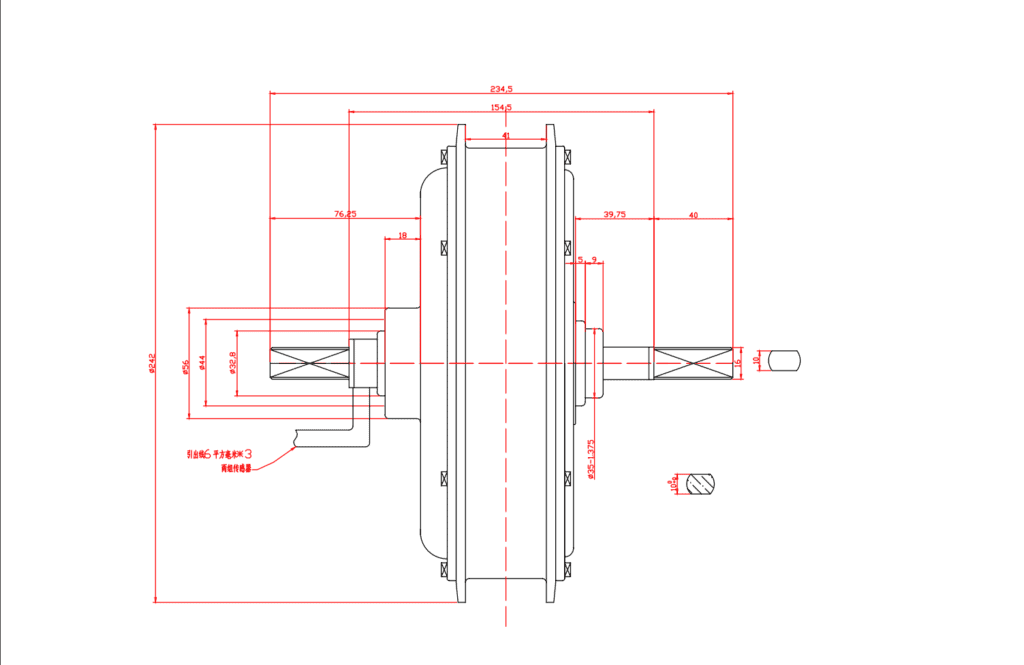 3000w hub motor ölçüleri