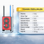 Daly 14S 60A BMS Lityum iyon